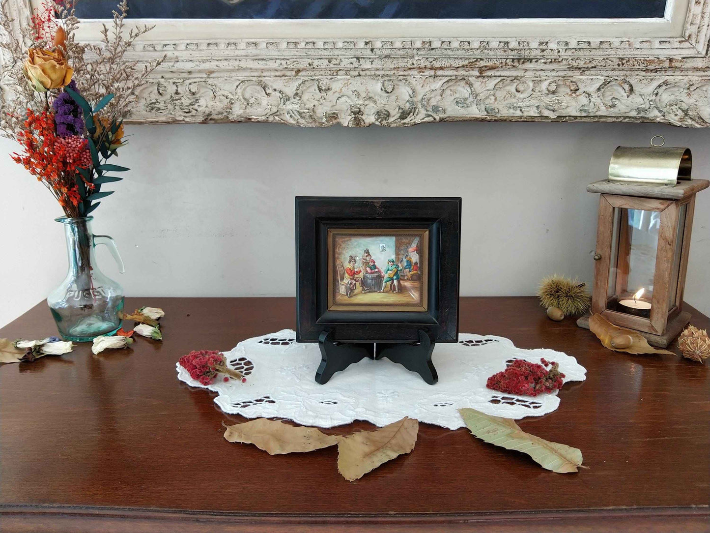 Peinture miniature 17ème siècle signée Les fumeurs de pipe, qualité exceptionnelle !