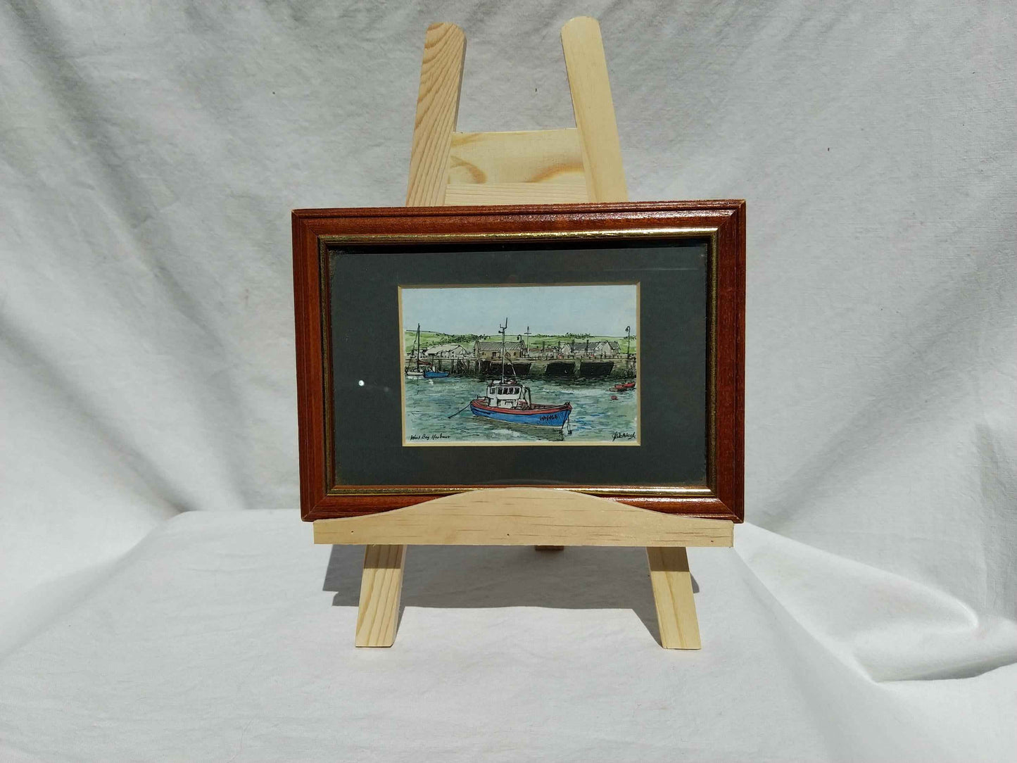 Aquarelle West Bag Harbor dans le Maine (USA), œuvre signée sur papier