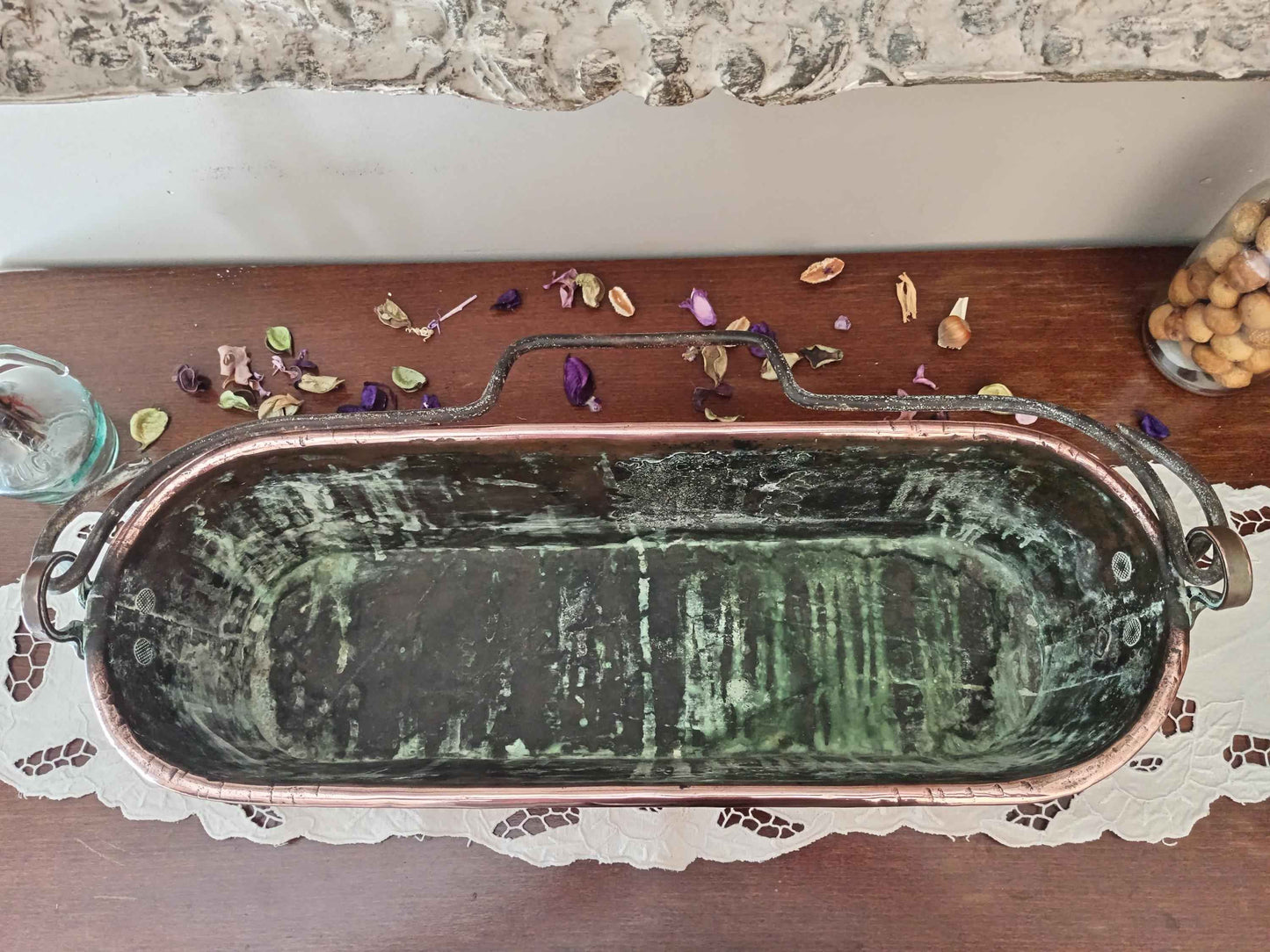 Poissonnière en cuivre vintage du 19ème siècle, bouilloire idéale pour le saumon