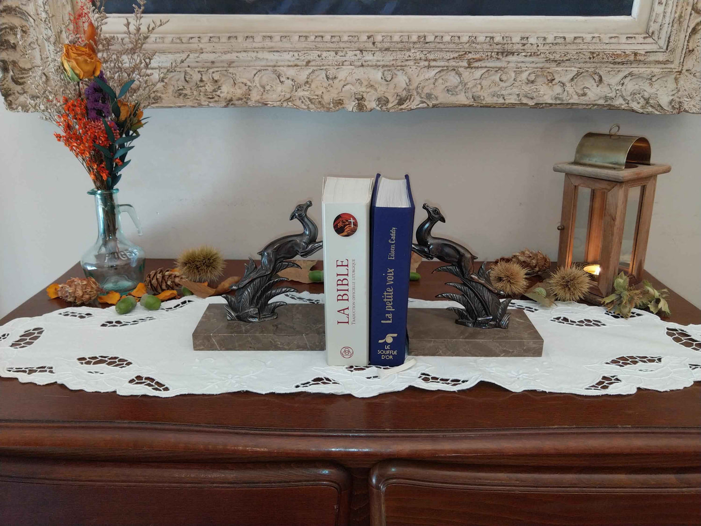 Paire de serre livres art déco 1930, signés TEDD