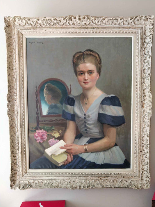 Peinture à l'huile Raymond LHEUREUX sur toile, "Françoise", œuvre de 1940