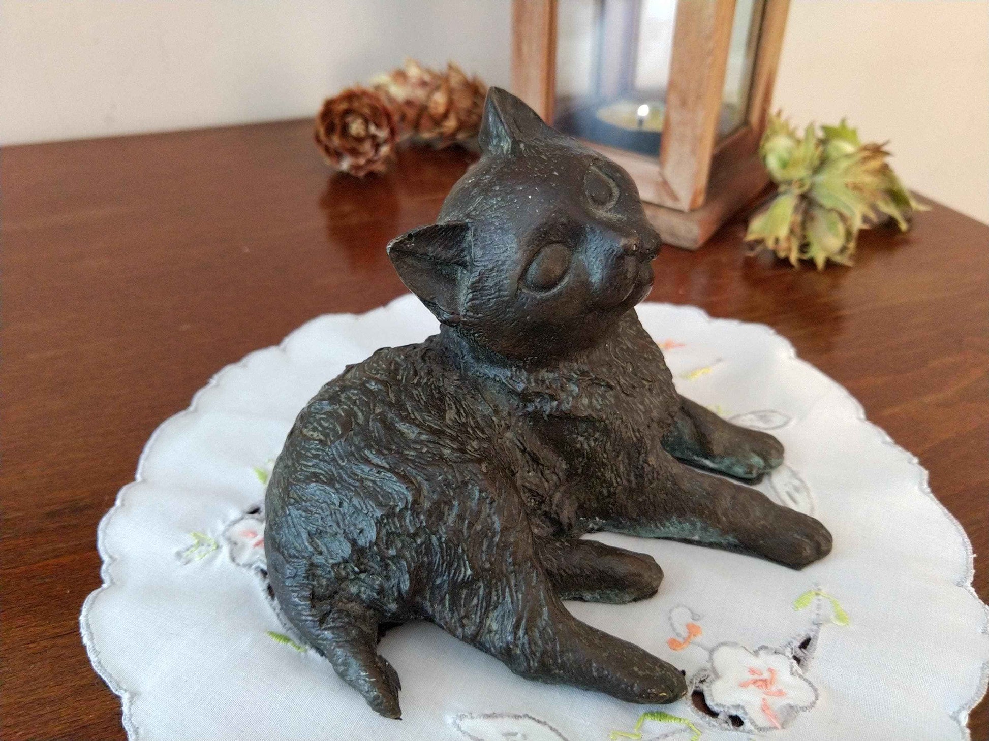 Statue chat bronze 20ème siècle - Sculpture artistique en bronze véritable