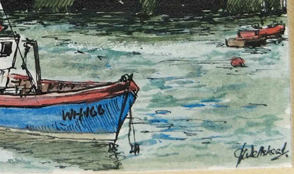 Aquarelle West Bag Harbor dans le Maine (USA), œuvre signée sur papier