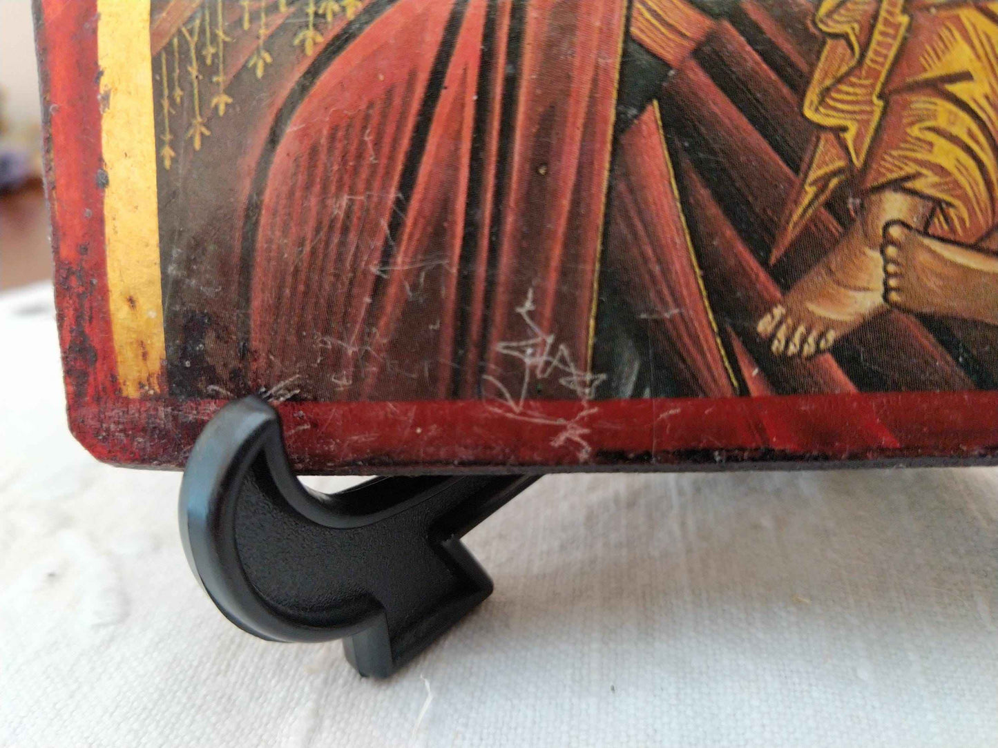 Icône byzantine dorée Sainte Vierge Marie et l'Enfant Jésus, faite à la main en feuille d'or