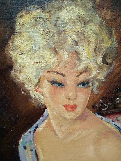 Peinture à l'huile Jean-Gabriel Domergue sur toile signée, années 1960