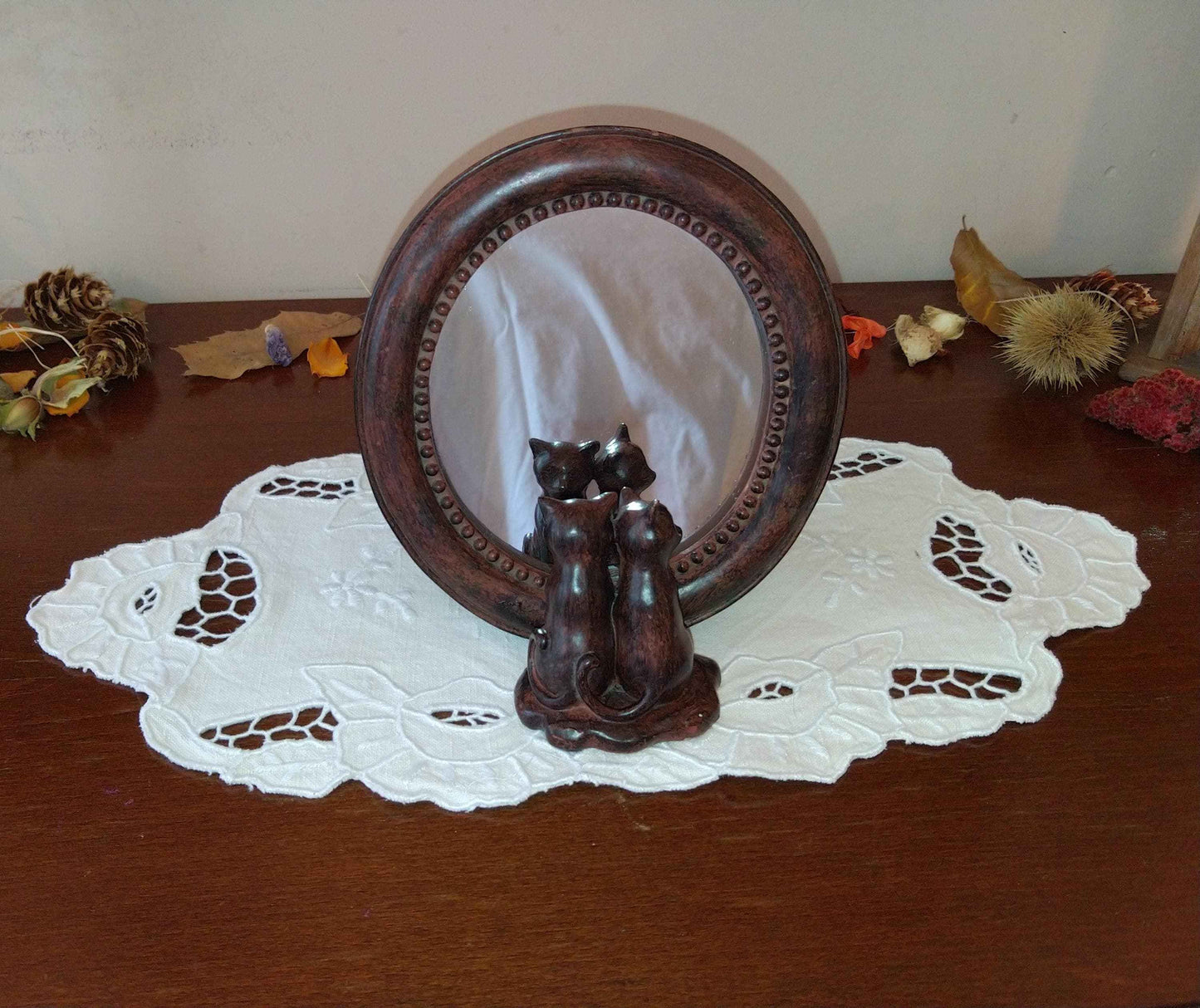 Ravissant miroir motif chats décoratif à poser pour une élégance féline