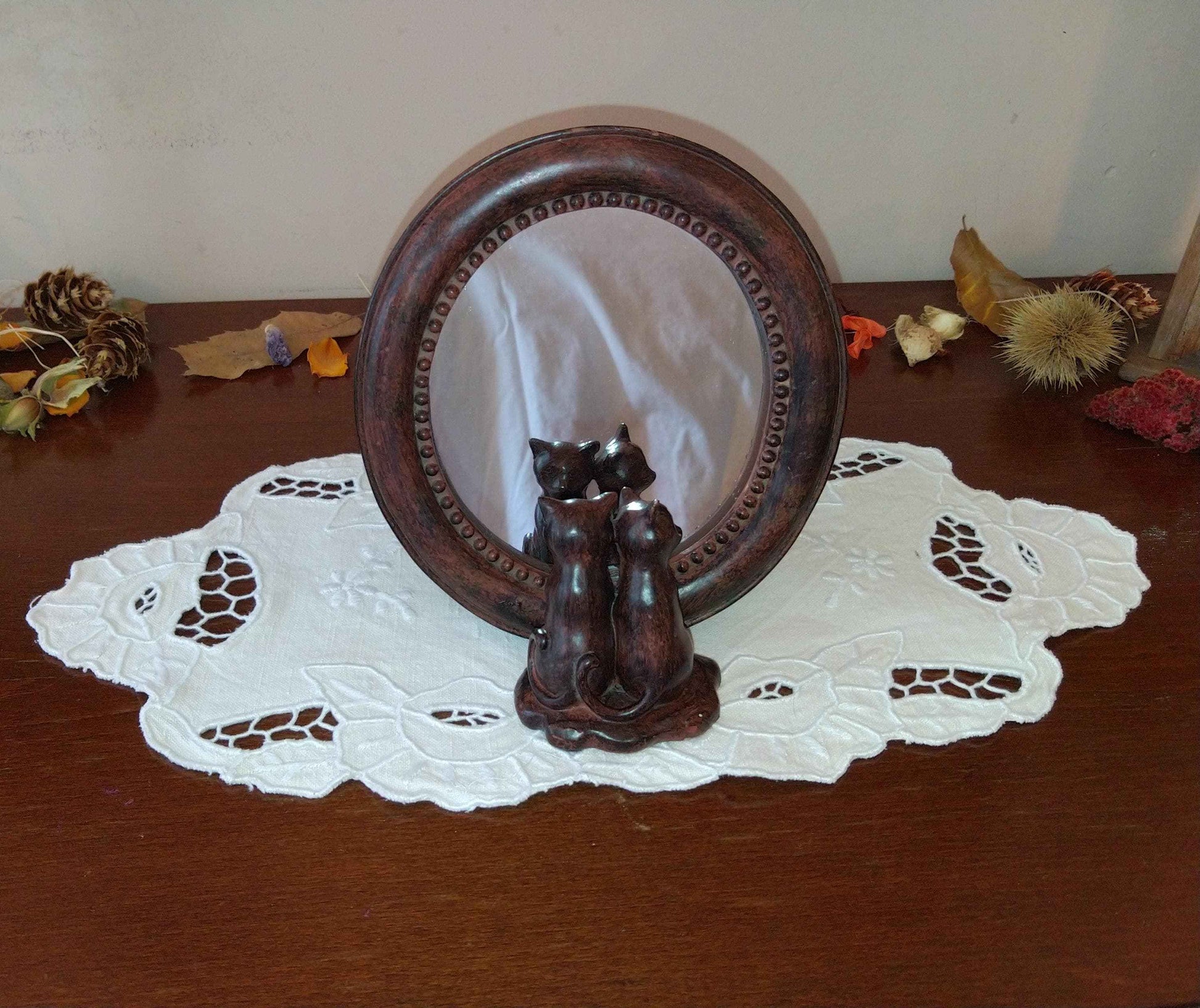 Ravissant miroir motif chats décoratif à poser pour une élégance féline