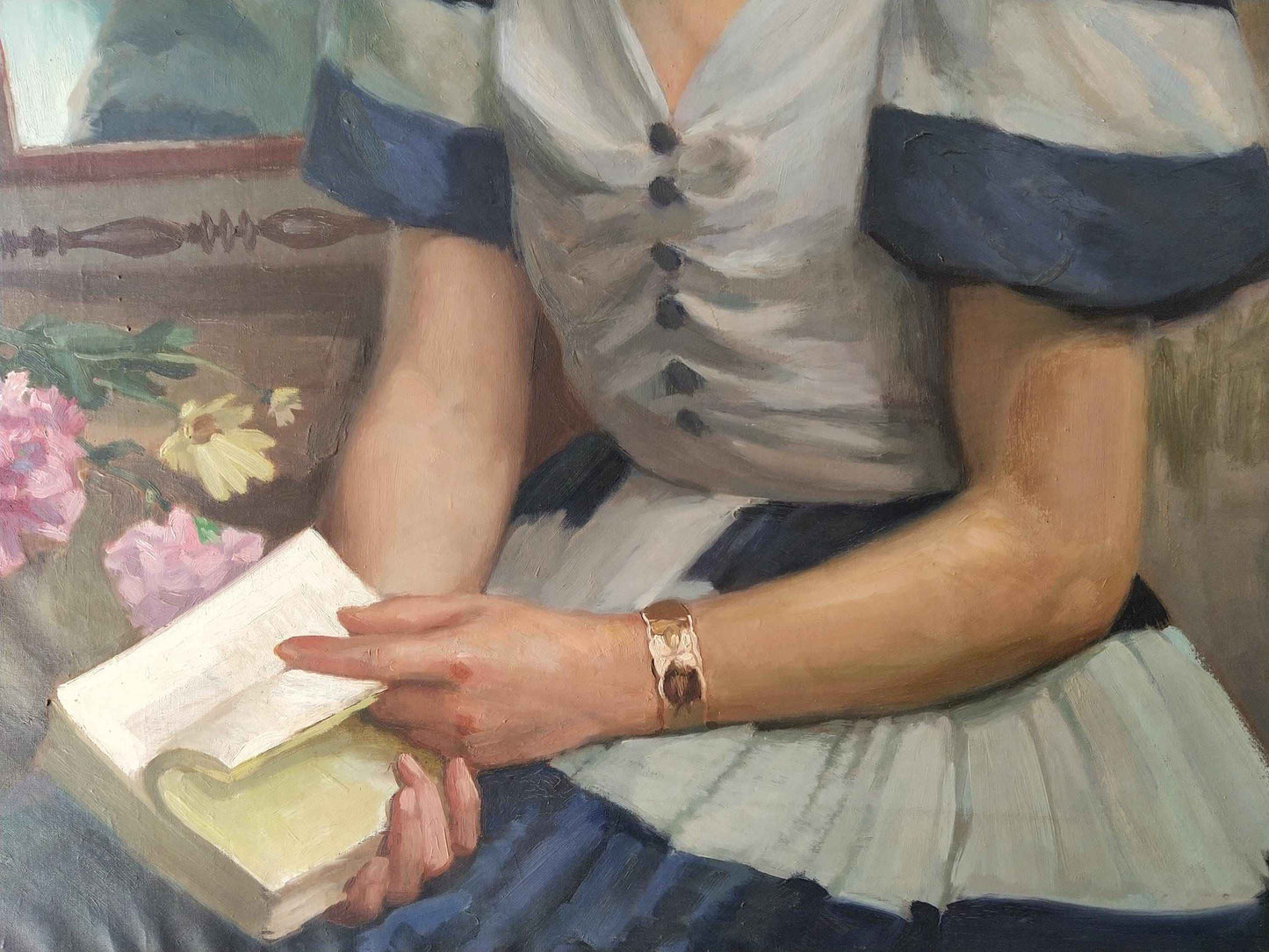 Peinture à l'huile Raymond LHEUREUX sur toile, "Françoise", œuvre de 1940