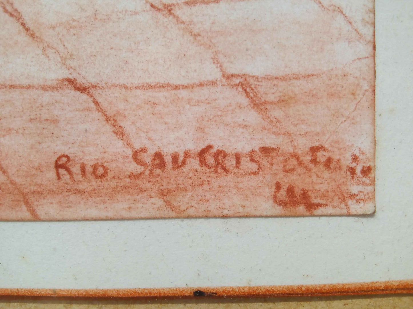 Vue de Venise dessin ancien signée - Sanguine du 20ème siècle en parfait état