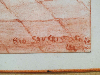 Vue de Venise dessin ancien signée - Sanguine du 20ème siècle en parfait état