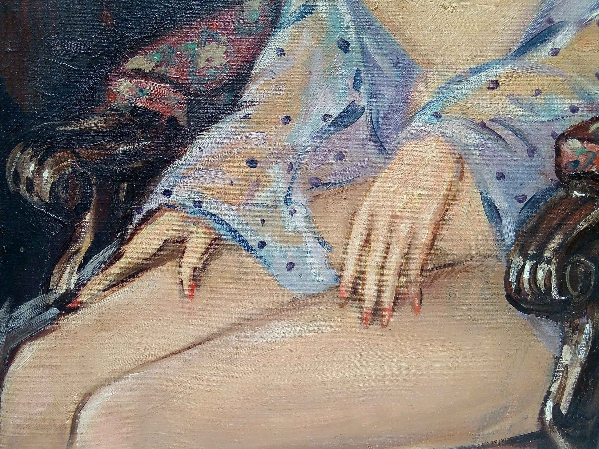 Peinture à l'huile Jean-Gabriel Domergue sur toile signée, années 1960