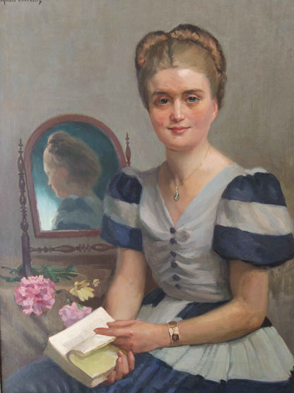 Peinture à l'huile Raymond LHEUREUX sur toile, "Françoise", œuvre de 1940