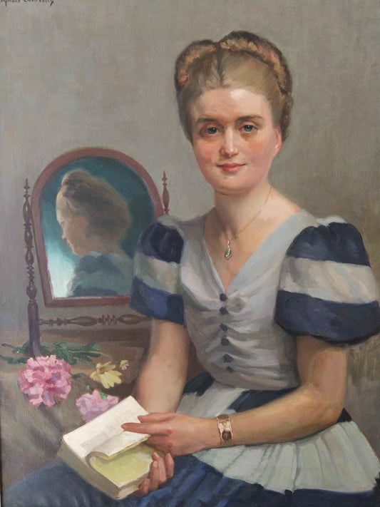 Peinture à l'huile Raymond LHEUREUX sur toile, "Françoise", œuvre de 1940