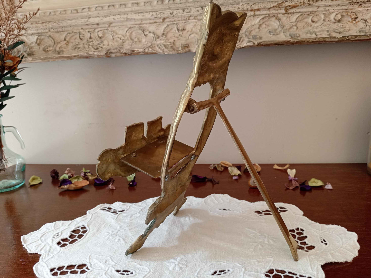 Porte lettre chouette bronze vintage avec décor de chouette et ses petits, milieu 20ème