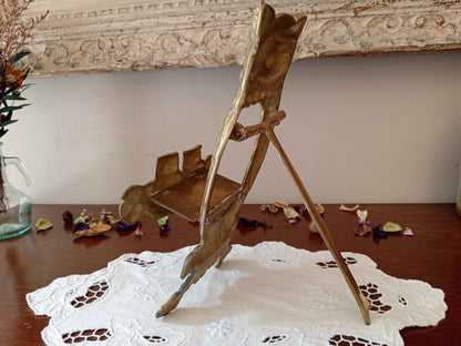 Porte lettre chouette bronze vintage avec décor de chouette et ses petits, milieu 20ème