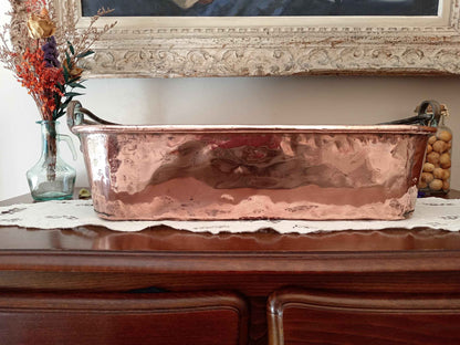 Poissonnière en cuivre vintage du 19ème siècle, bouilloire idéale pour le saumon