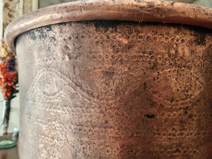 Grand chaudron cuivre ancien décor oriental 5.2 kg - Artisanat authentique