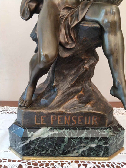 Sculpture bronze Emile PICAULT - Le Penseur, une œuvre d'art du 19e siècle à admirer