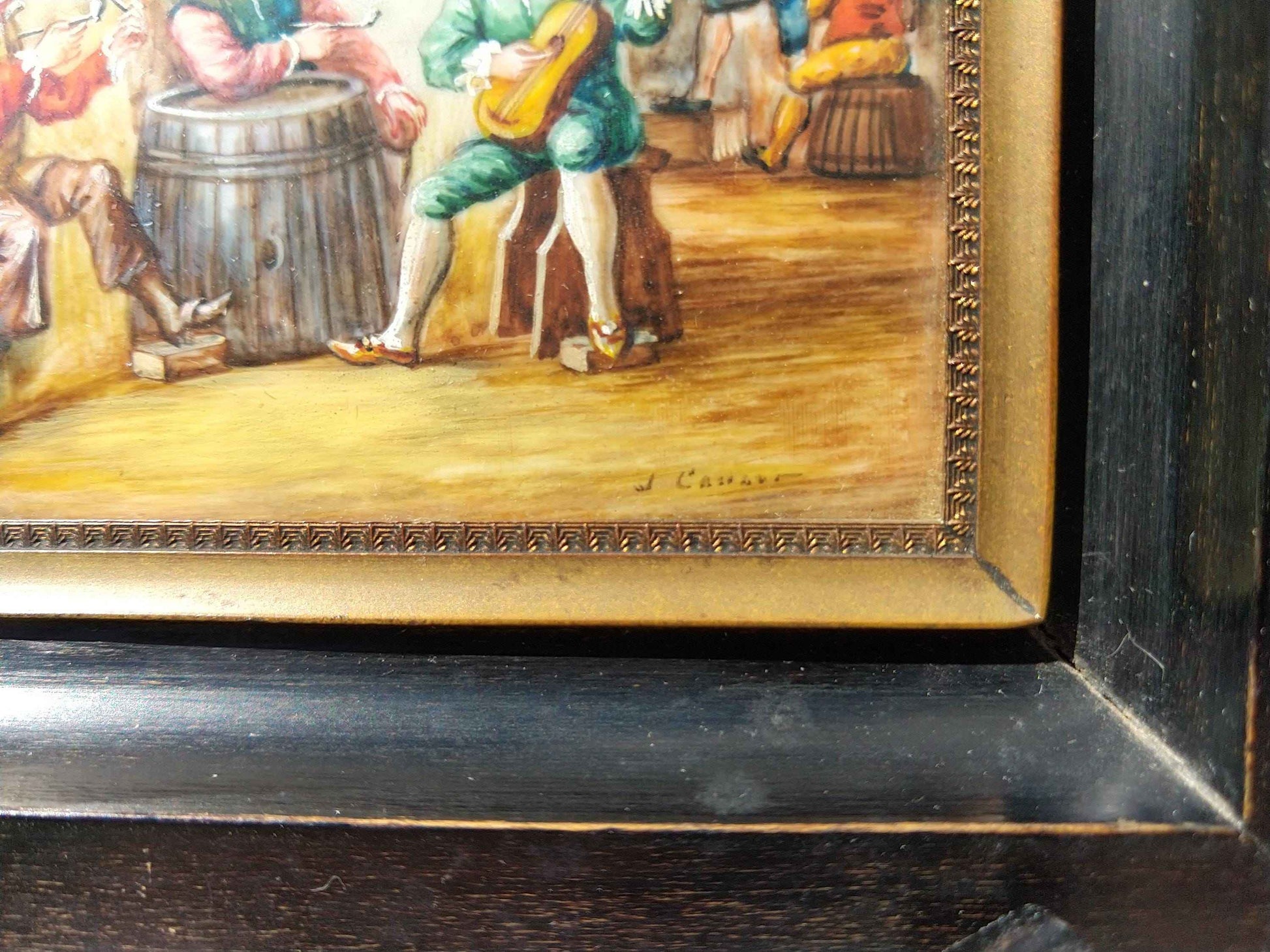 Peinture miniature 17ème siècle signée Les fumeurs de pipe, qualité exceptionnelle !