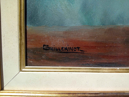 Peinture signée GUILLEMINOT fleurs - Huile sur toile, bouquet lumineux et coloré