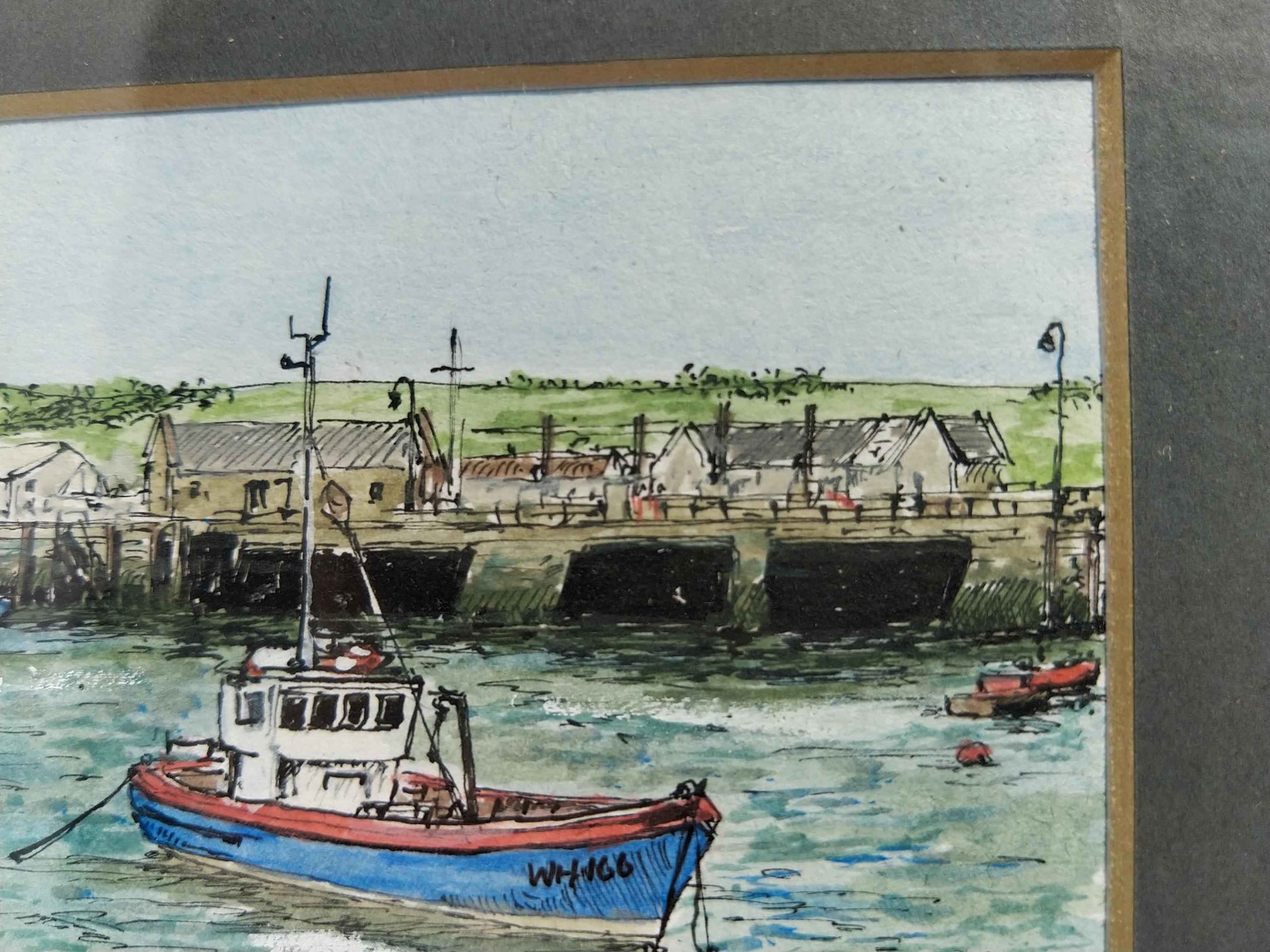 Aquarelle West Bag Harbor dans le Maine (USA), œuvre signée sur papier