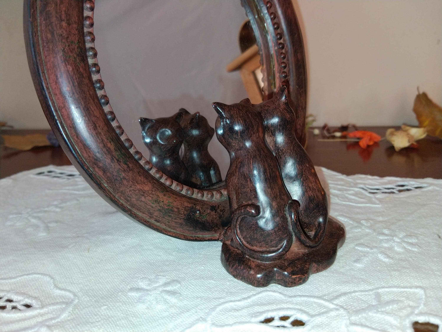 Ravissant miroir motif chats décoratif à poser pour une élégance féline