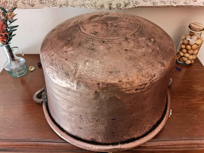 Grand chaudron cuivre ancien décor oriental 5.2 kg - Artisanat authentique