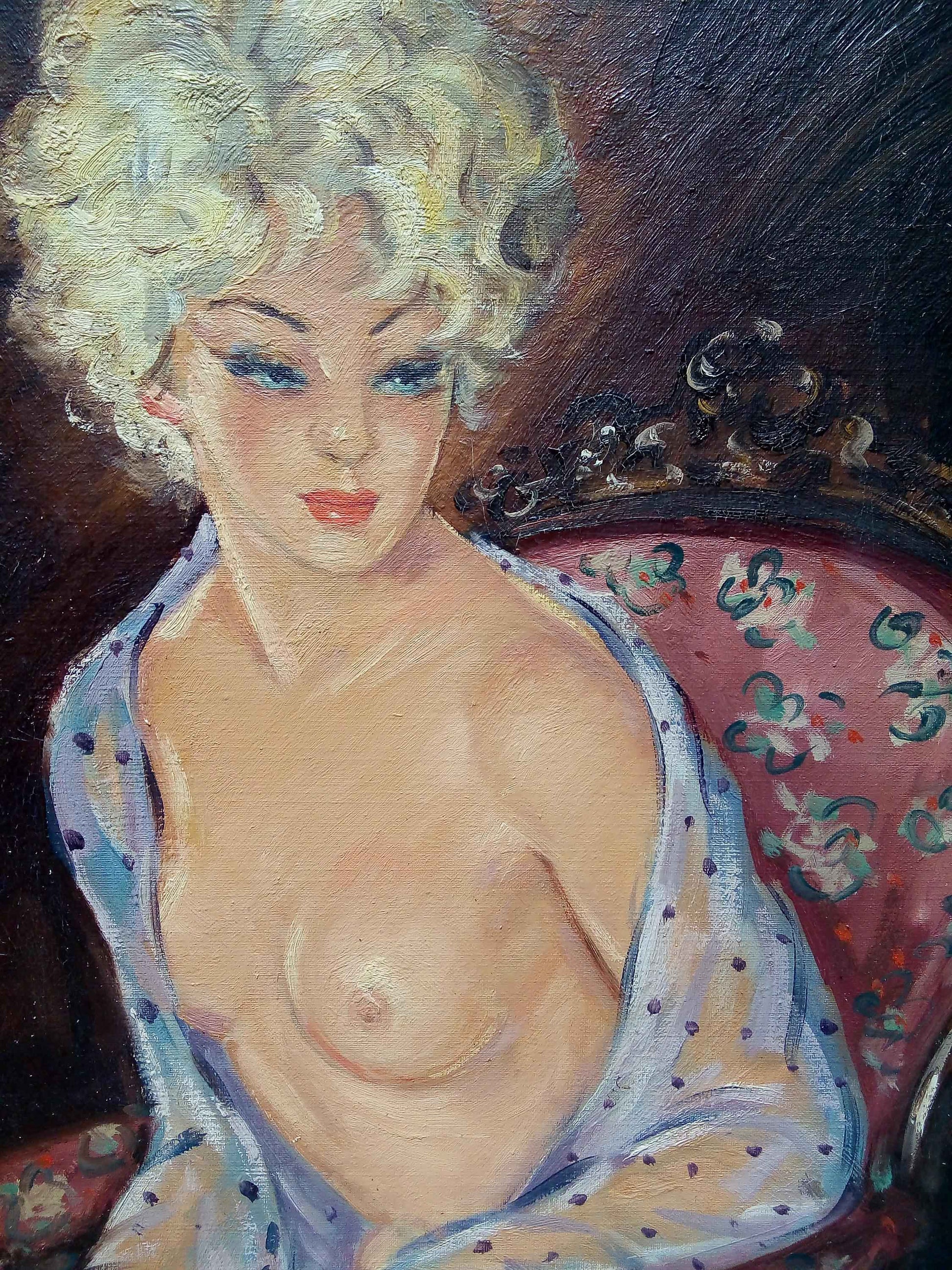 Peinture à l'huile Jean-Gabriel Domergue sur toile signée, années 1960