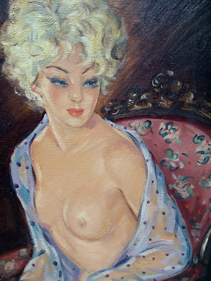 Peinture à l'huile Jean-Gabriel Domergue sur toile signée, années 1960