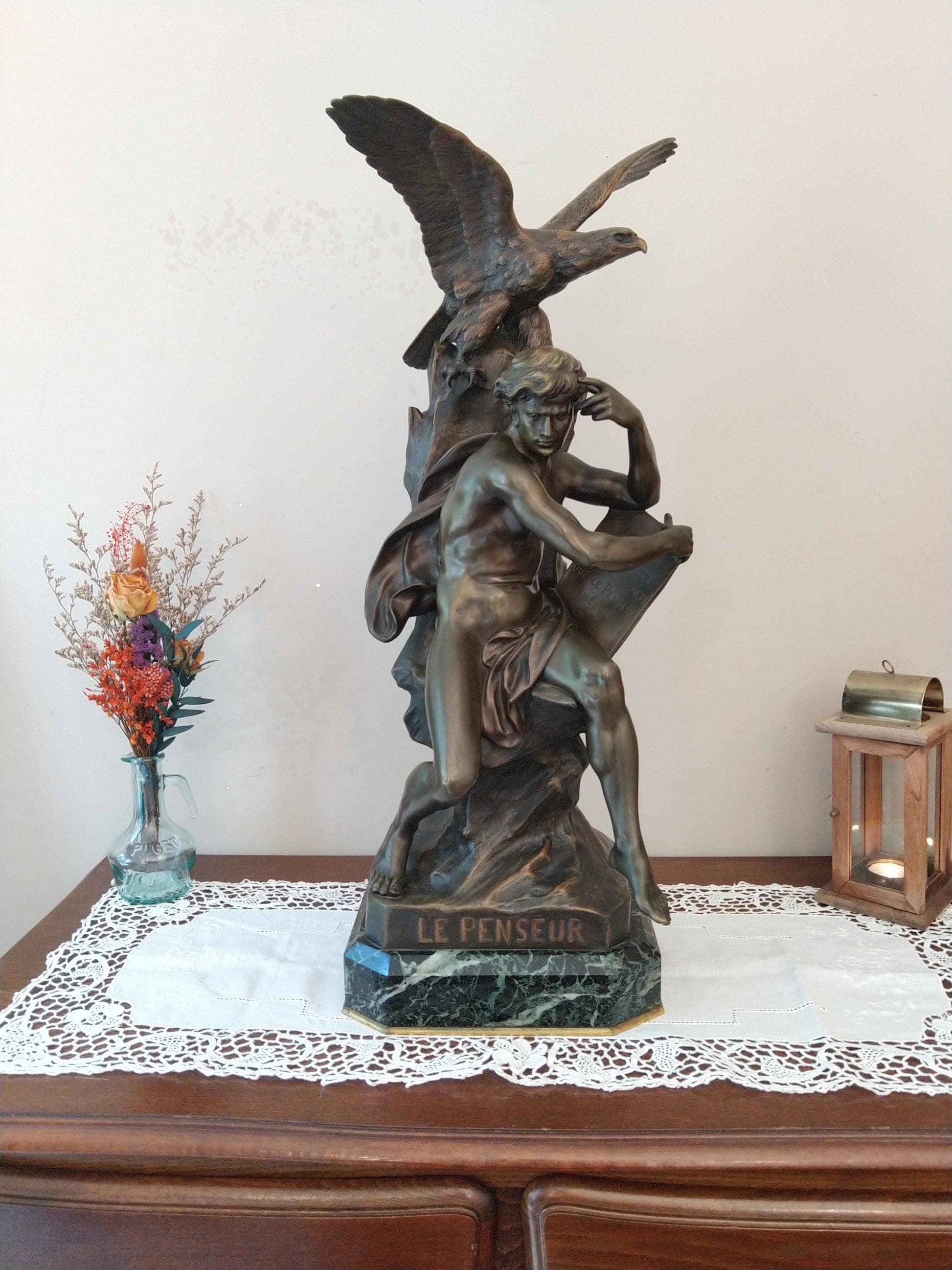 Sculpture bronze Emile PICAULT - Le Penseur, une œuvre d'art du 19e siècle à admirer