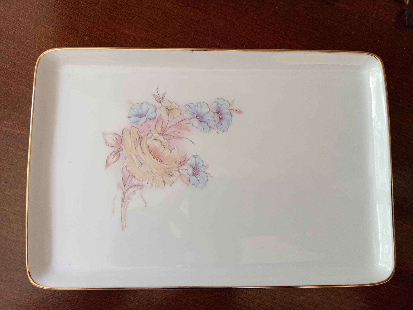 6 tasses en porcelaine de Limoges avec plateau, filet peint à la main - Ensemble élégant pour café ou thé