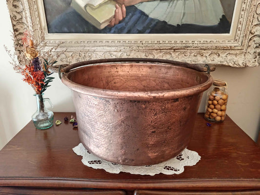 Grand chaudron cuivre ancien décor oriental 5.2 kg - Artisanat authentique