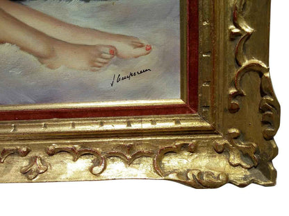 Peinture à huile Jules Gustave LEMPEREUR - Jeune femme nue allongée, circa 1960