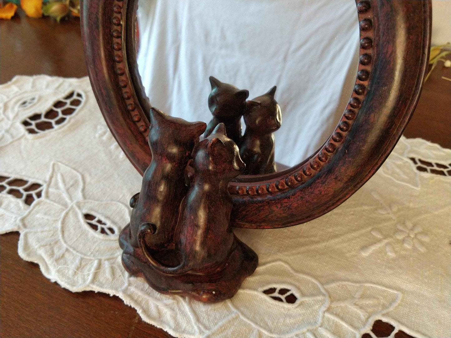 Ravissant miroir motif chats décoratif à poser pour une élégance féline