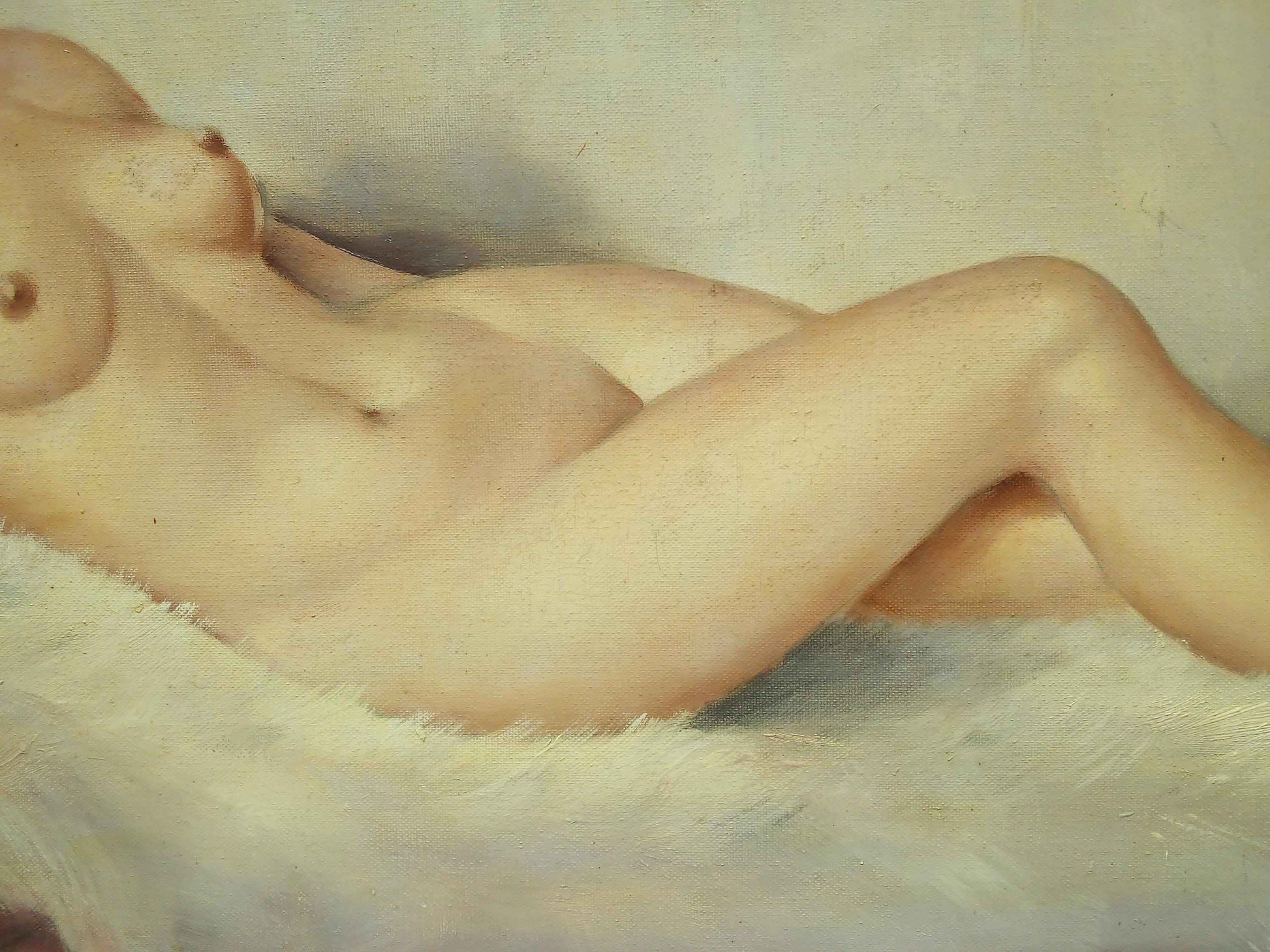 Peinture à huile Jules Gustave LEMPEREUR - Jeune femme nue allongée, circa 1960