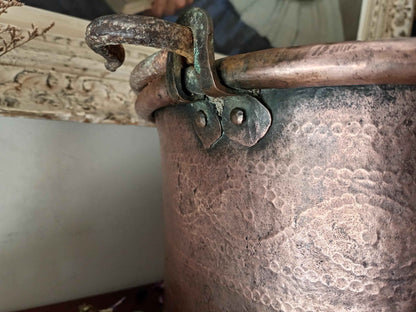 Grand chaudron cuivre ancien décor oriental 5.2 kg - Artisanat authentique