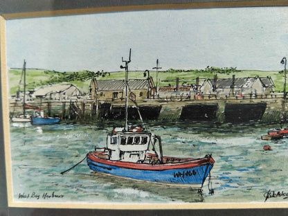 Aquarelle West Bag Harbor dans le Maine (USA), œuvre signée sur papier