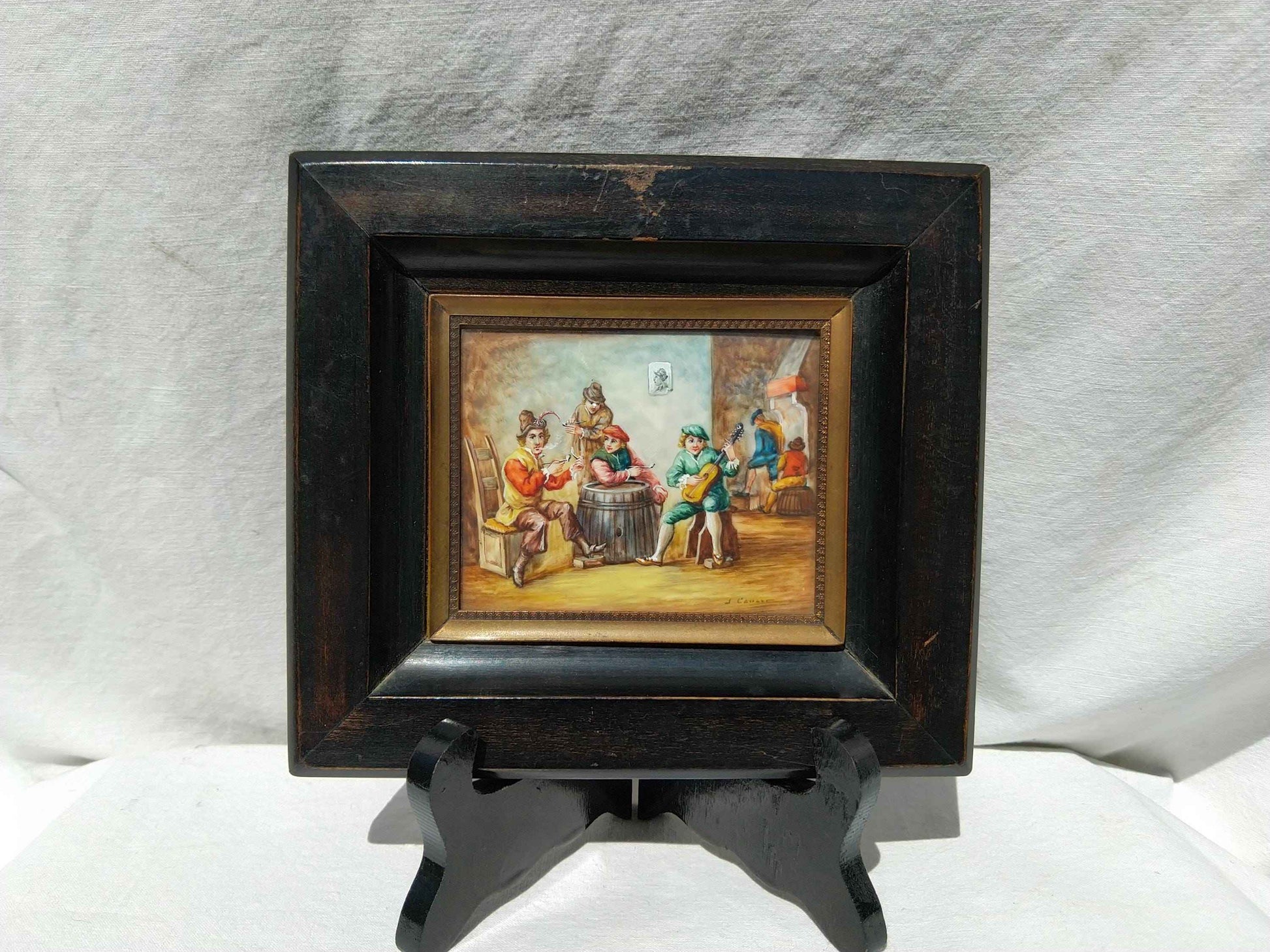 Peinture miniature 17ème siècle signée Les fumeurs de pipe, qualité exceptionnelle !