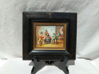 Peinture miniature 17ème siècle signée Les fumeurs de pipe, qualité exceptionnelle !