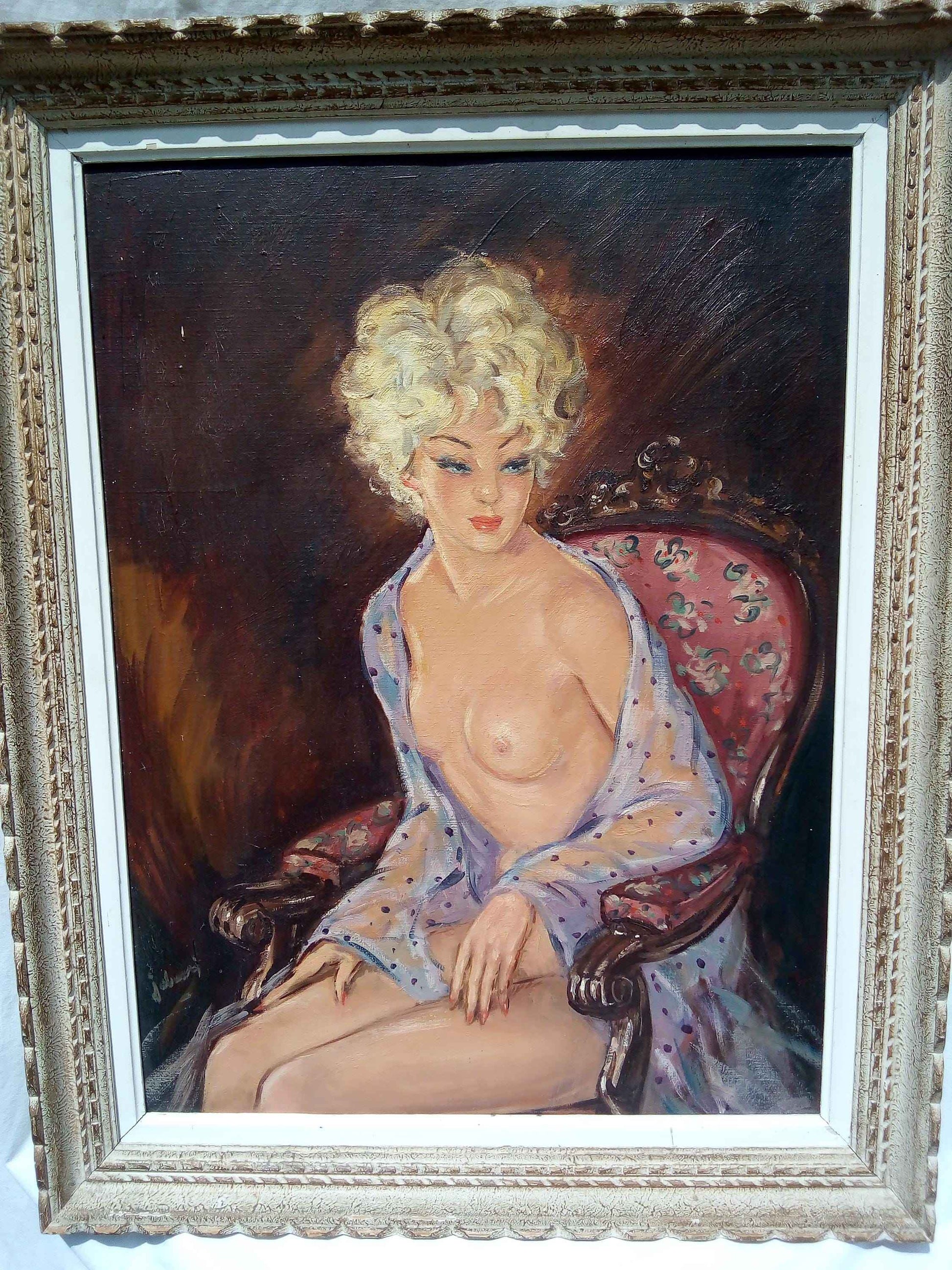 Peinture à l'huile Jean-Gabriel Domergue sur toile signée, années 1960