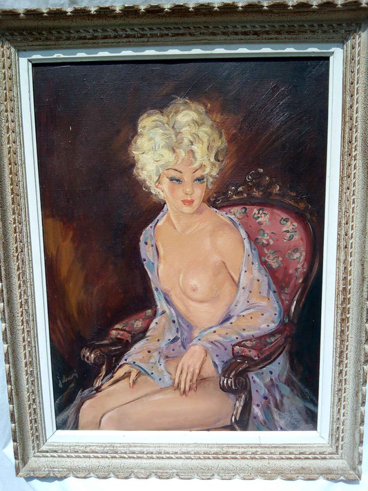 Peinture à l'huile Jean-Gabriel Domergue sur toile signée, années 1960