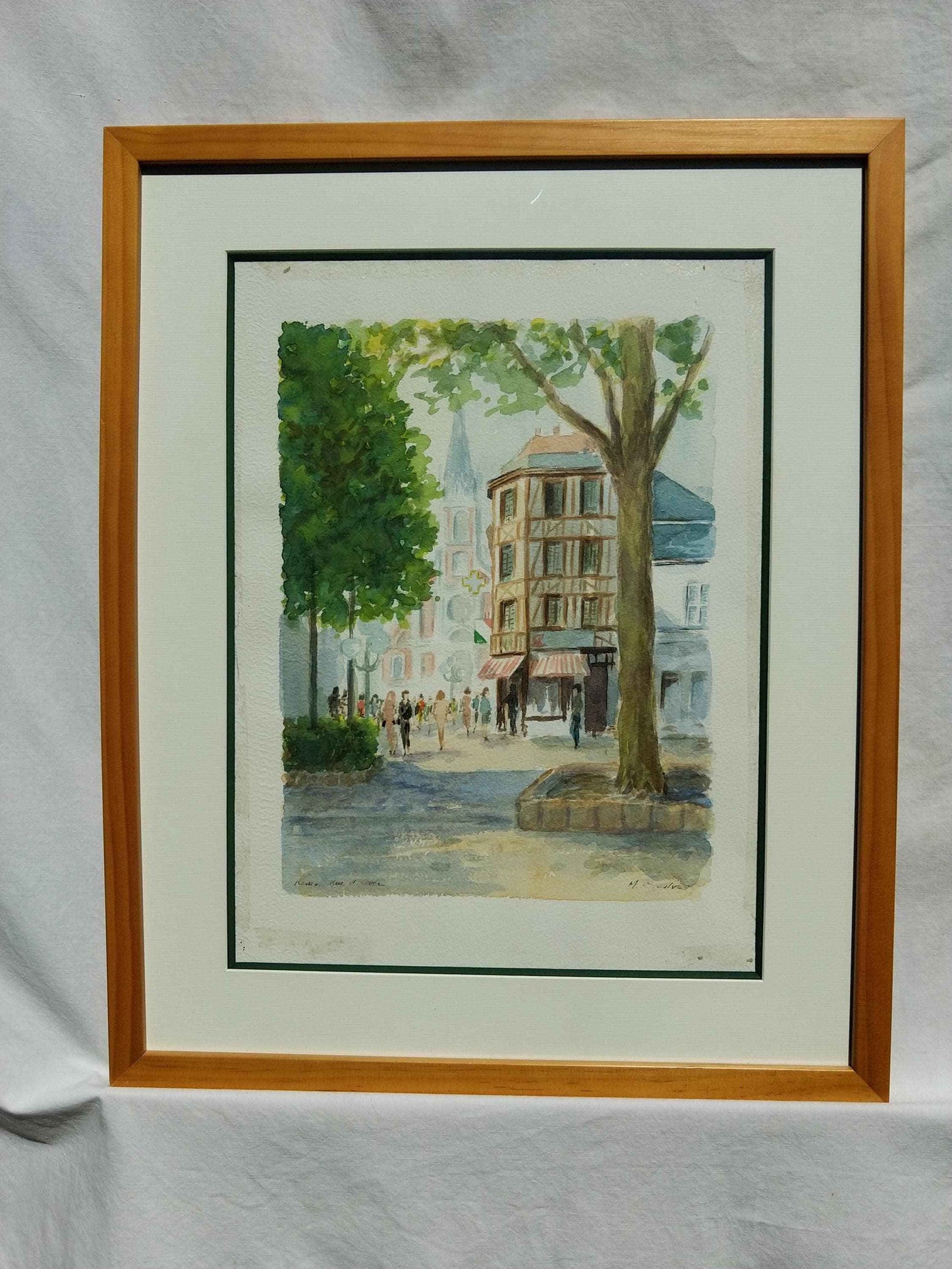 Aquarelle Place St Sever Rouen - Art unique de Normandie