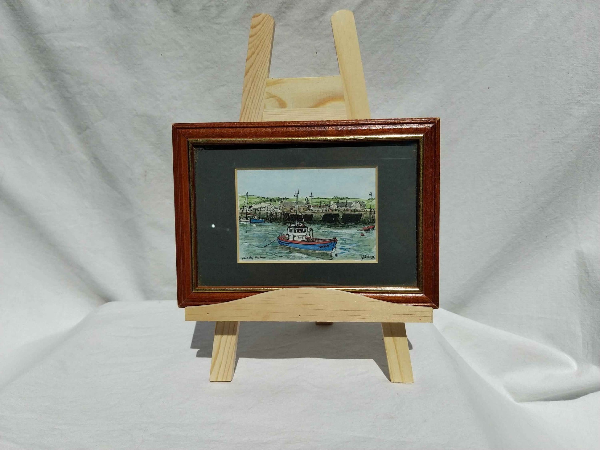 Aquarelle West Bag Harbor dans le Maine (USA), œuvre signée sur papier