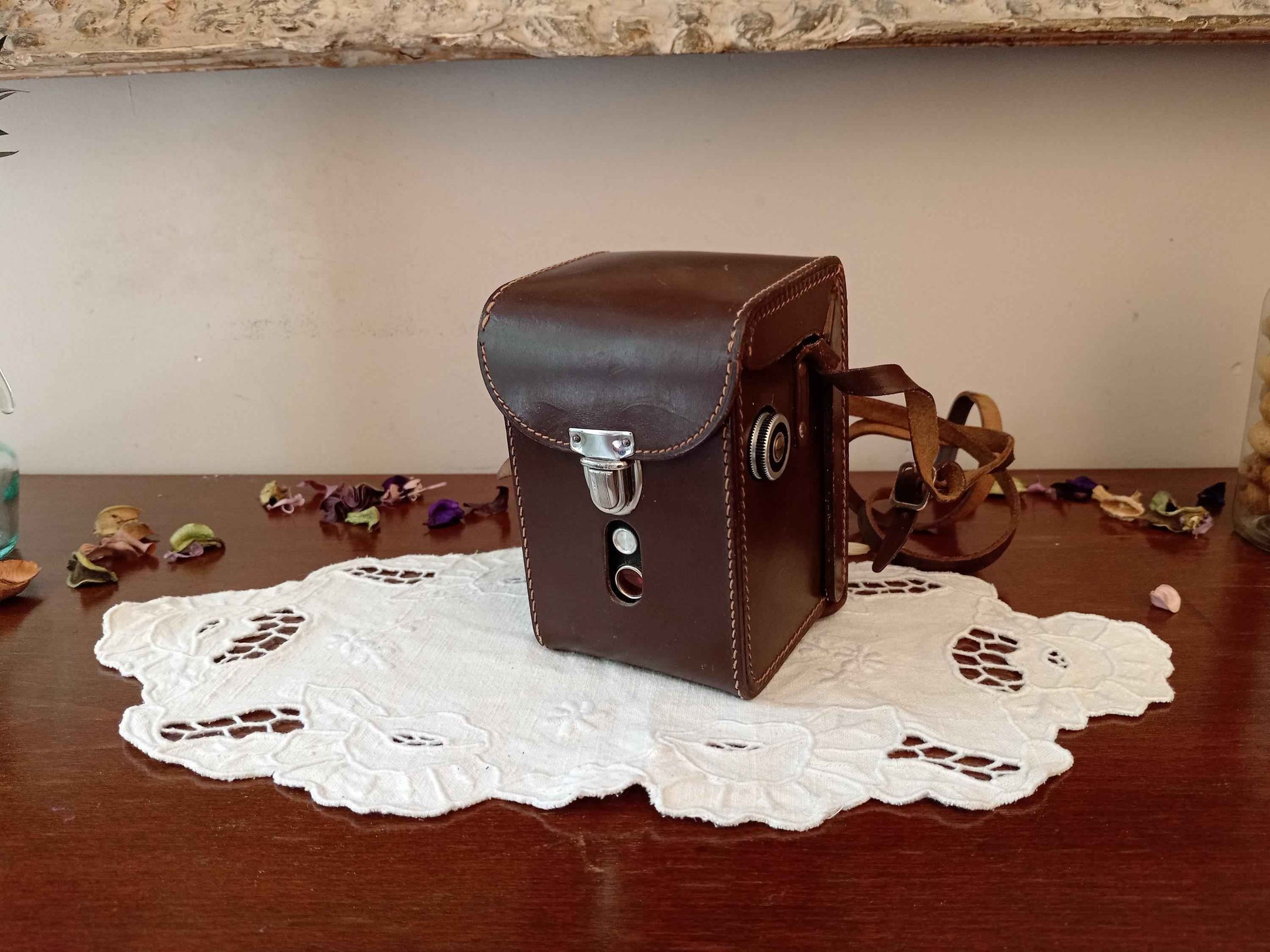 Appareil photo vintage 6x6 LUMIREFLEX avec sacoche, flash et trépied des années 50