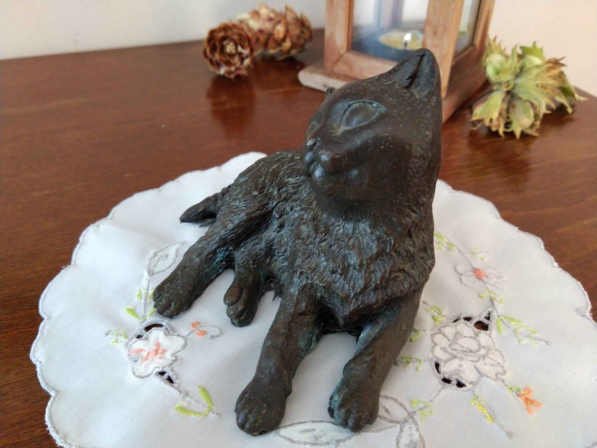 Statue chat bronze 20ème siècle - Sculpture artistique en bronze véritable