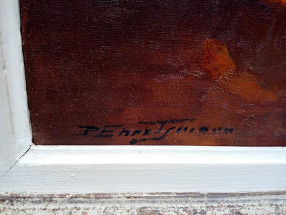 Peinture à l'huile fleurs Paul EHRETSMANN, bouquet vibrant années 1950 sur toile signée