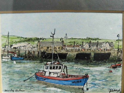 Aquarelle West Bag Harbor dans le Maine (USA), œuvre signée sur papier