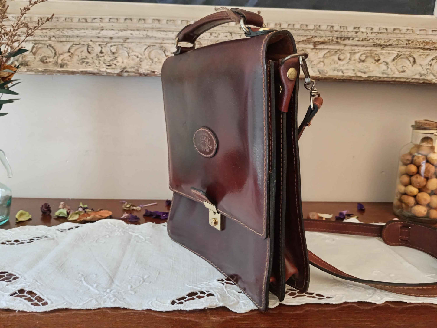 Sacoche cuir homme vintage Calesa, sac à bandoulière en cuir authentique