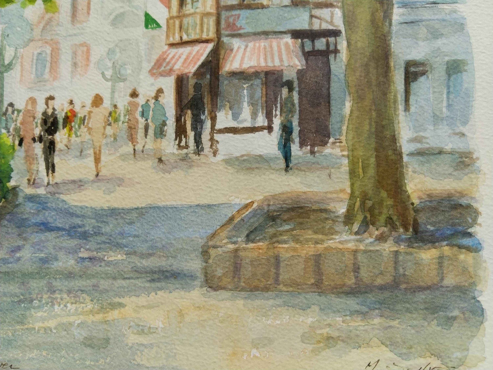 Aquarelle Place St Sever Rouen - Art unique de Normandie