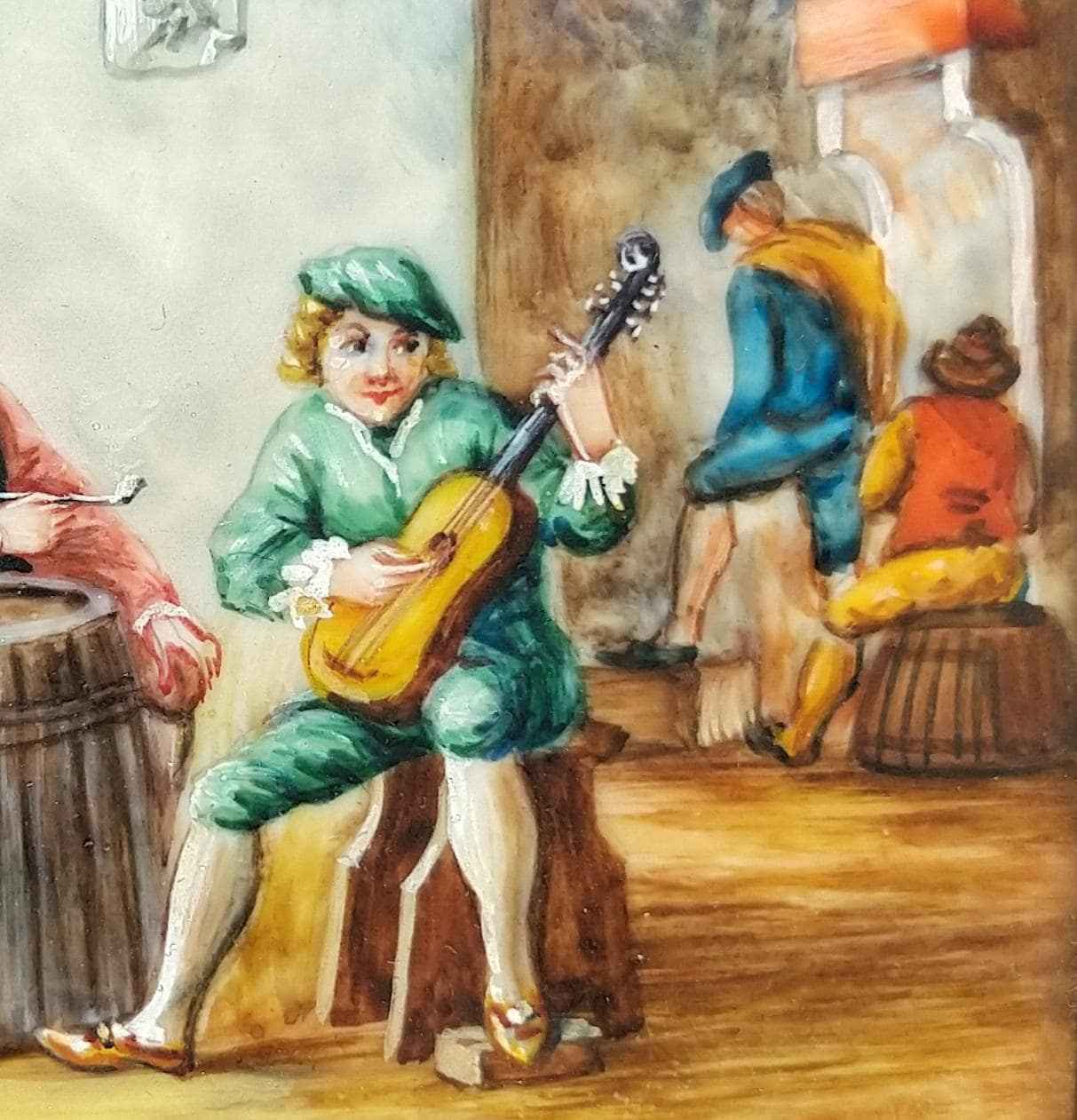 Peinture miniature 17ème siècle signée Les fumeurs de pipe, qualité exceptionnelle !